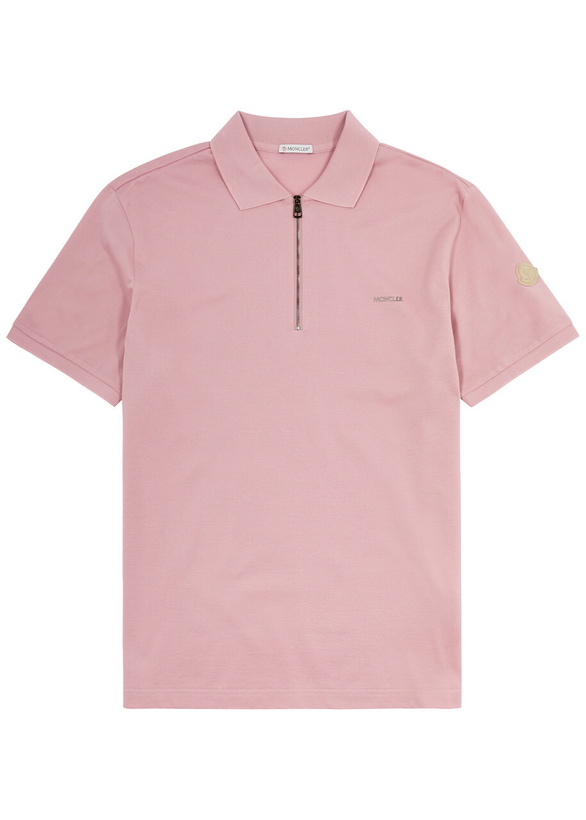 Photo: Moncler Logo Piqué Cotton Polo Shirt Pink