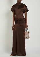 DE LA Vali Myra Gathered Satin Gown Brown