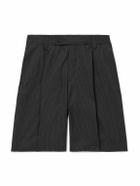 mfpen - Classic Straight-Leg Pleated Striped Wool Shorts - Black
