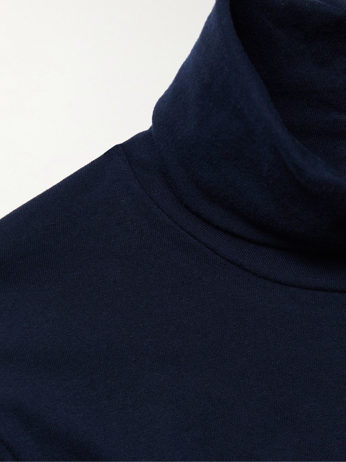 MAN 1924 - Logo-Print Cotton-Jersey Rollneck T-Shirt - Blue
