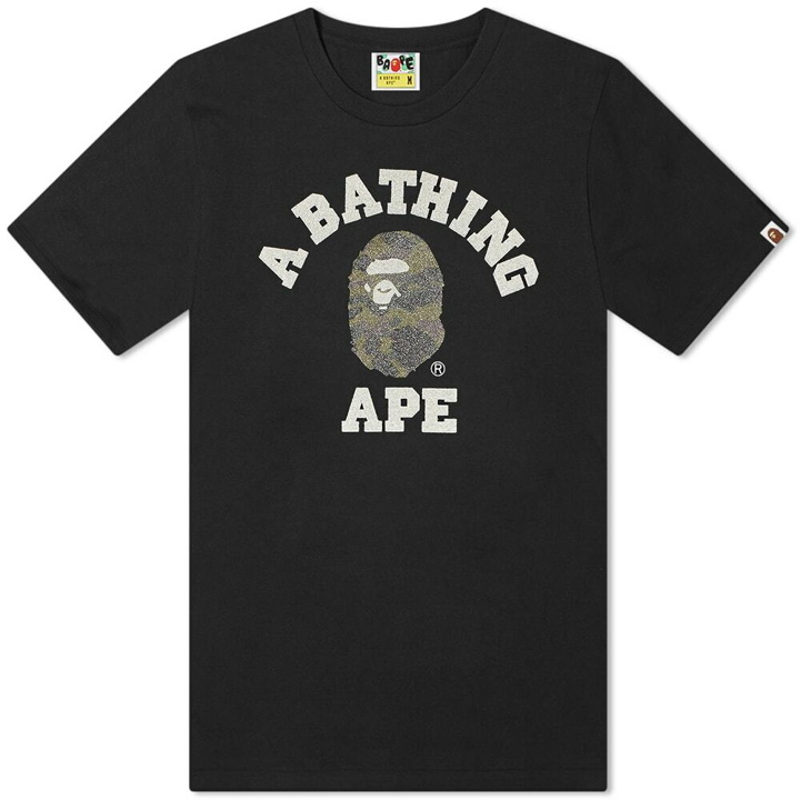 Photo: A Bathing Ape Men's Glass Beads 1st Camo College T-Shirt in Black/Green