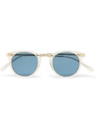 MR LEIGHT - Crosby S Round-Frame 12-Karat White Gold-Plated and Acetate Glasses