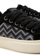Cleens Ace Chevron-knit Suede Sneakers Black