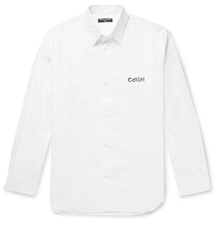 Photo: Comme des Garçons HOMME - Logo-Print Cotton-Poplin Shirt - White