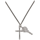 Emanuele Bicocchi Silver Cross and Key Pendant Necklace