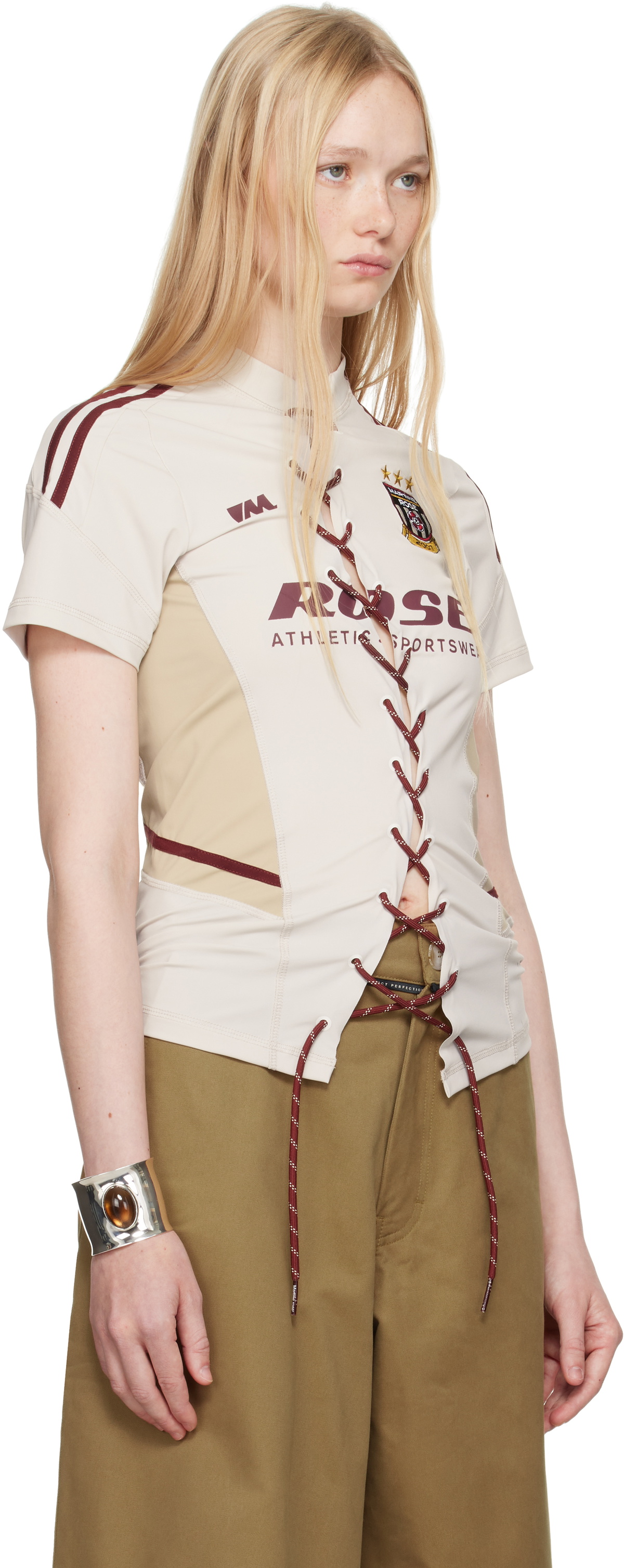 Martine Rose Beige Lace Up Football T-shirt Martine Rose