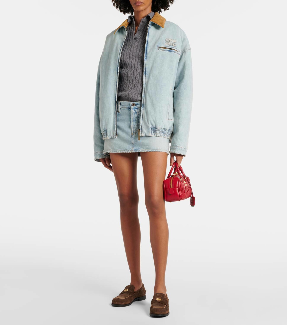 Miu Miu Logo denim miniskirt Miu Miu