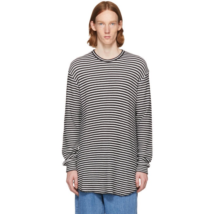 Lad Musician White and Black Striped Thermal Pullover Lad Musician