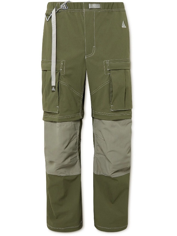 Photo: Nike - ACG Straight-Leg Convertible Belted Stretch-Canvas Cargo Trousers - Green