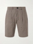Oliver Spencer - Leaman Straight-Leg Pleated Checked Cotton-Blend Shorts - Brown