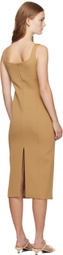 Recto Yellow Signature Curved Neck Midi Dress