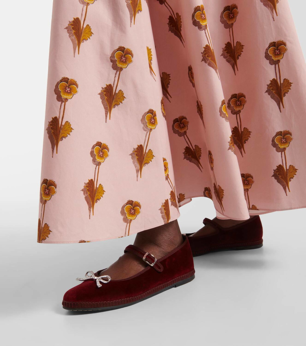 Giambattista Valli Bow-detail velvet ballet flats
