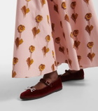 Giambattista Valli Bow-detail velvet ballet flats