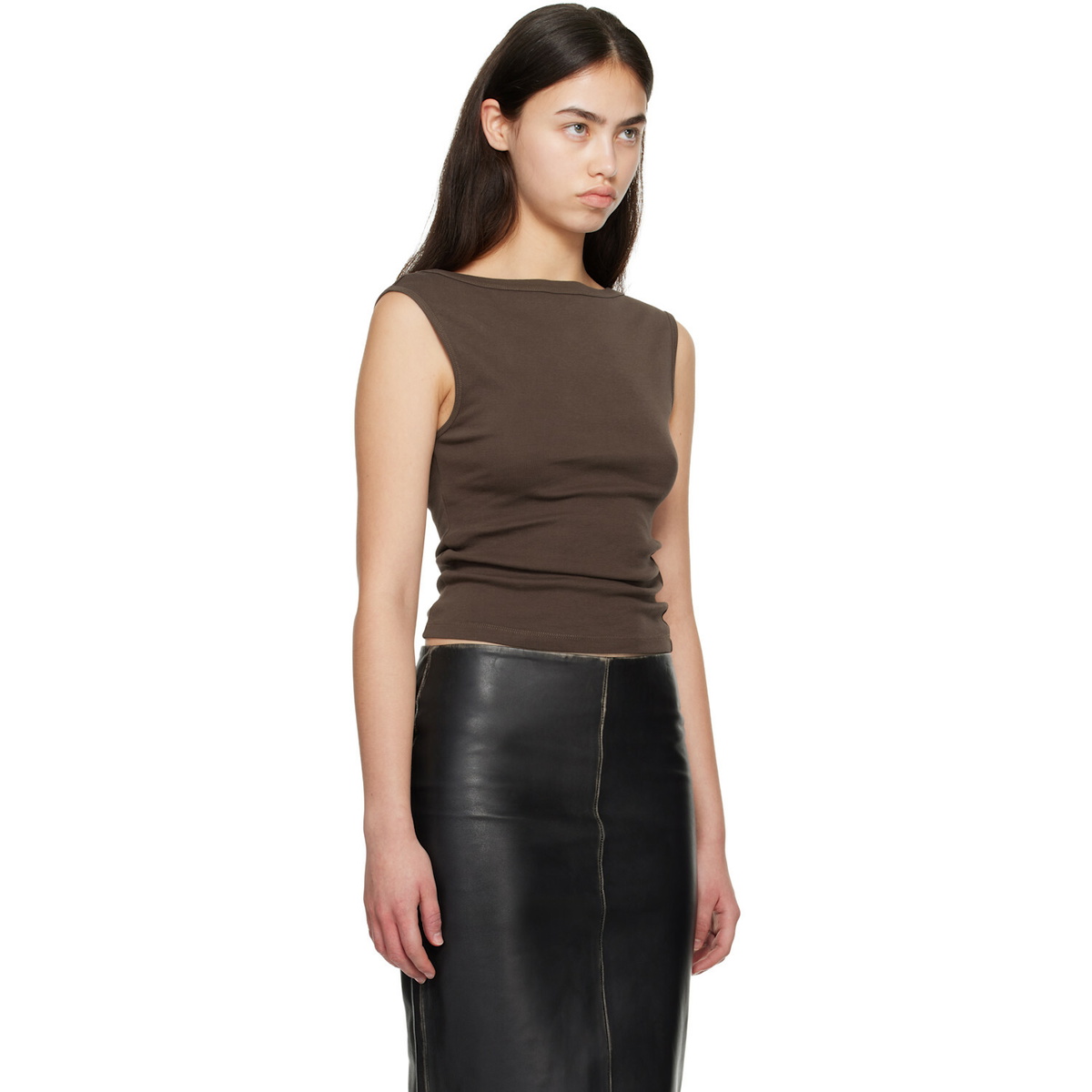 St. Agni Brown Organic Cotton Ballerina Tank Top