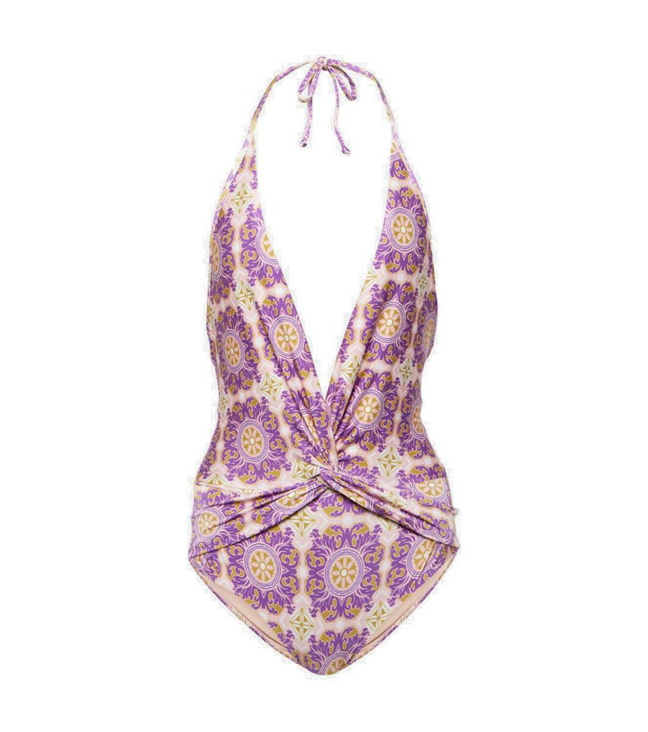 Photo: Adriana Degreas Exotic Coral printed halterneck swimsuit