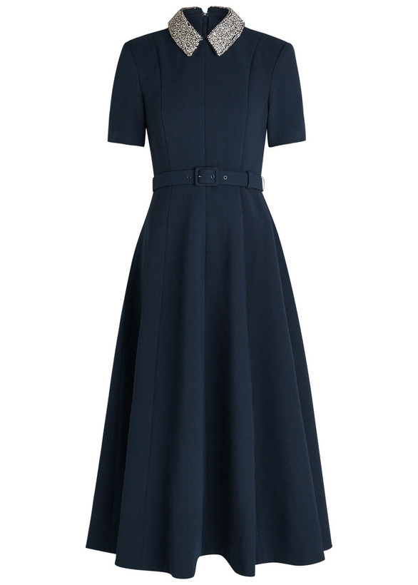 Photo: Rebecca Vallance Xena Crystal-embellished Crepe Midi Dress Navy