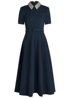 Rebecca Vallance Xena Crystal-embellished Crepe Midi Dress Navy