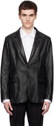 Lardini Black Notched Lapel Leather Jacket