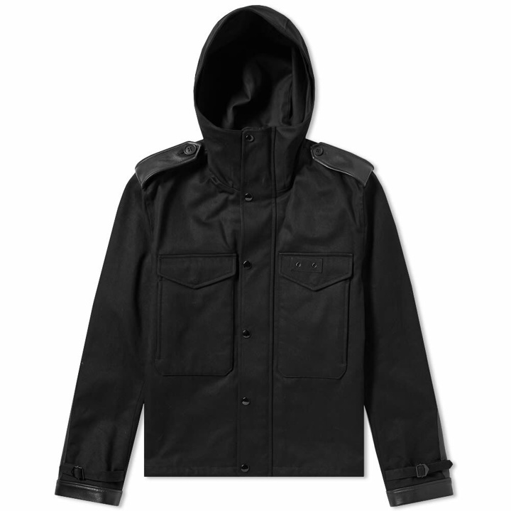 Photo: Saint Laurent Men's Leather Detail Hooded Jacket in Black