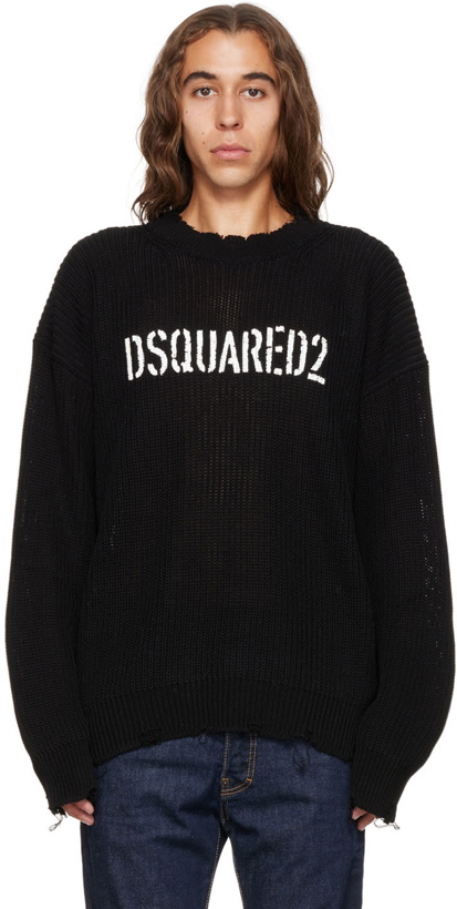 Photo: Dsquared2 Black Print Sweater