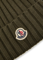 Moncler Ribbed Wool Bobble hat - Khaki - One Size