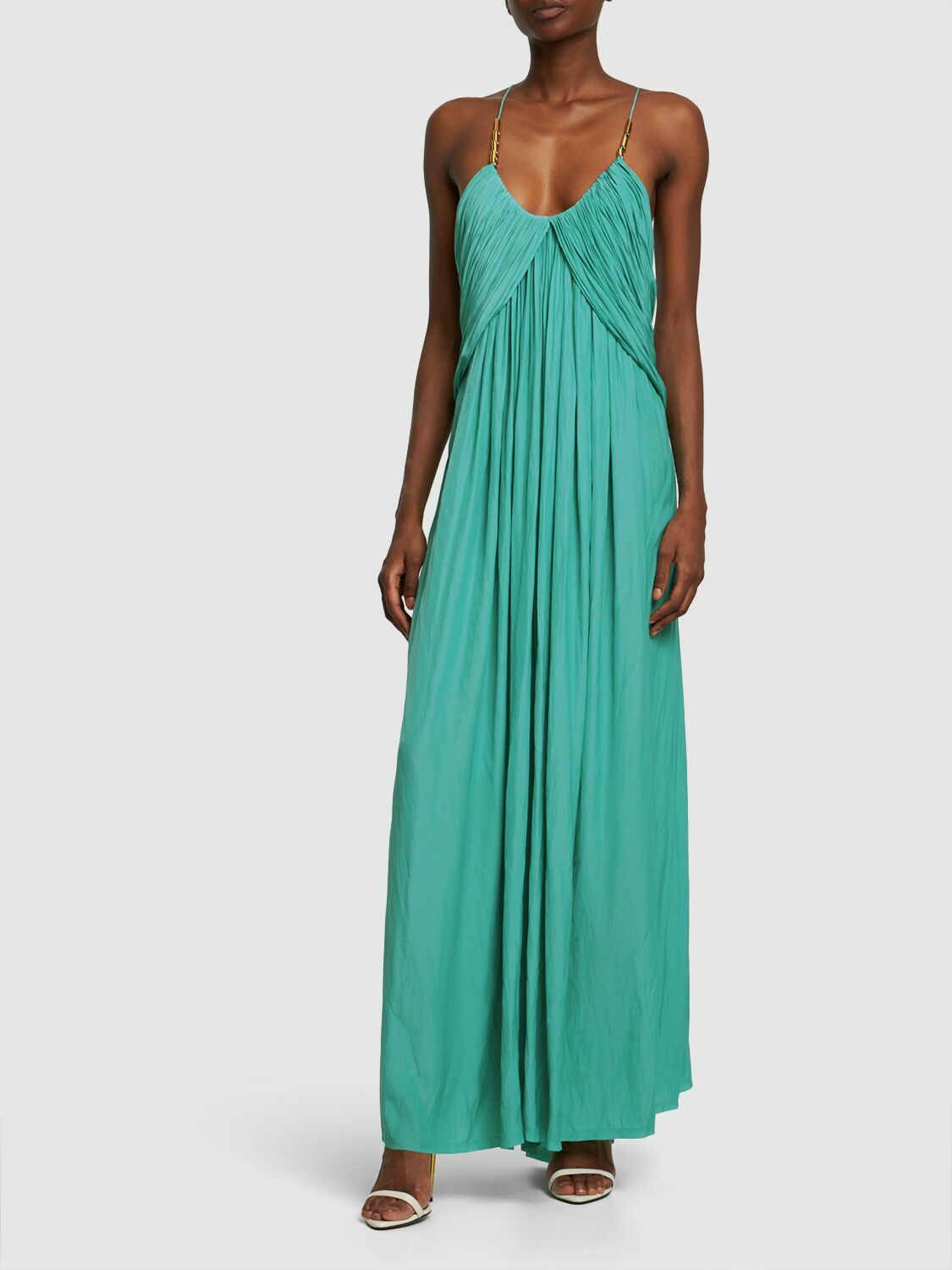 LANVIN - Cross-back Strap Charmeuse Long Dress Lanvin