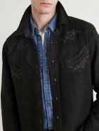 RRL - Embroidered Suede Jacket - Black