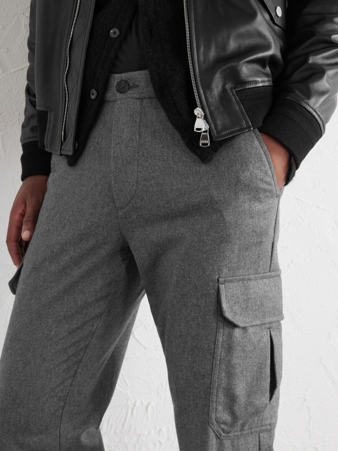 Mr P. - Straight-Leg Wool-Flannel Cargo Trousers - Gray