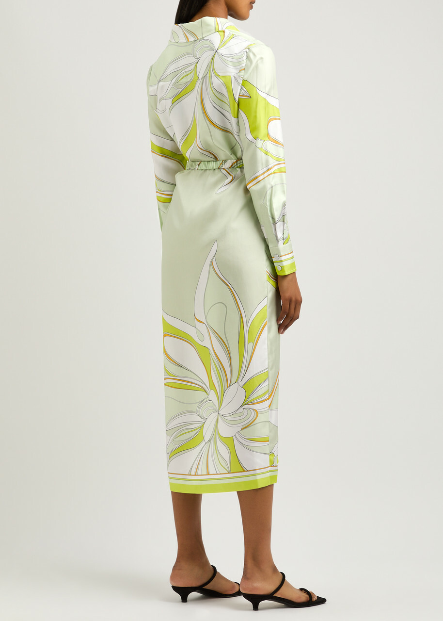 Tory Burch Printed Silk-satin Shirt Dress Green Tory Burch Tory Burch Printed Silk-satin Shirt Dress Green Tory Burch