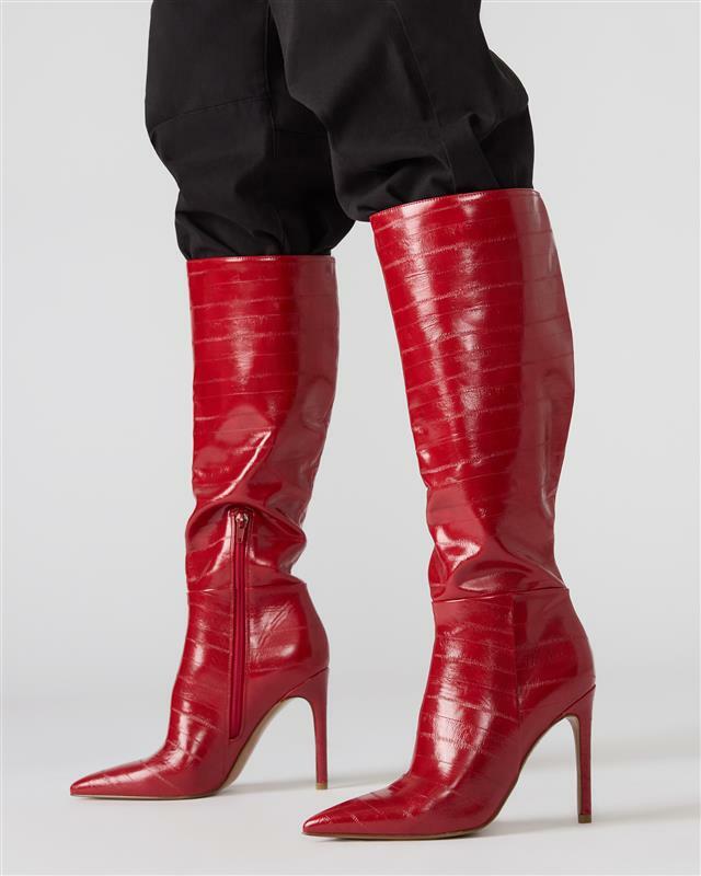 Steve Madden Nitro Boots in Red Exotic