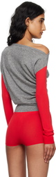 Kiko Kostadinov Gray & Red Heiss Knit Bodysuit