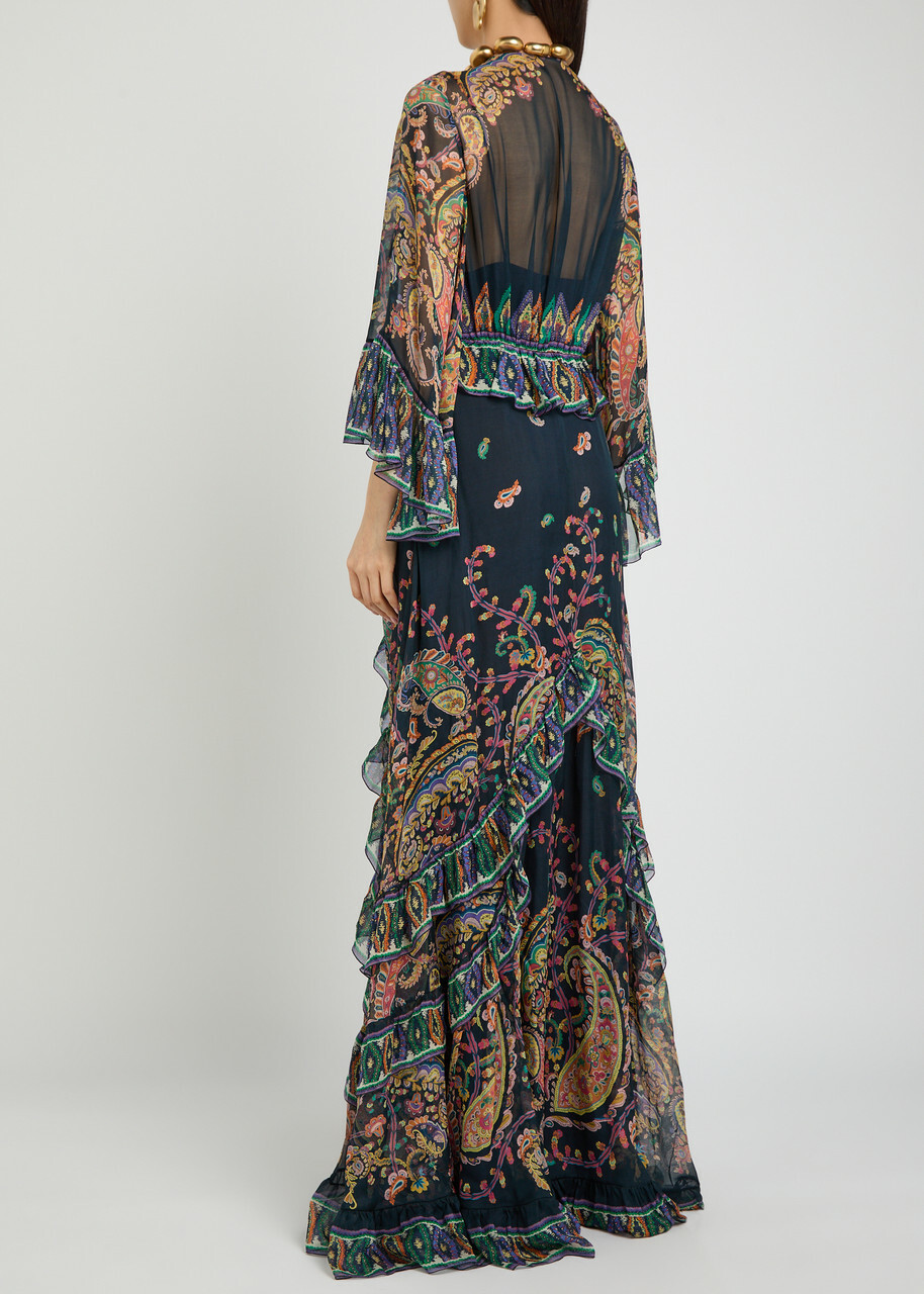 Etro Printed Silk-chiffon Maxi Dress Black