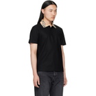 Burberry Black Check Collar Cotton Polo