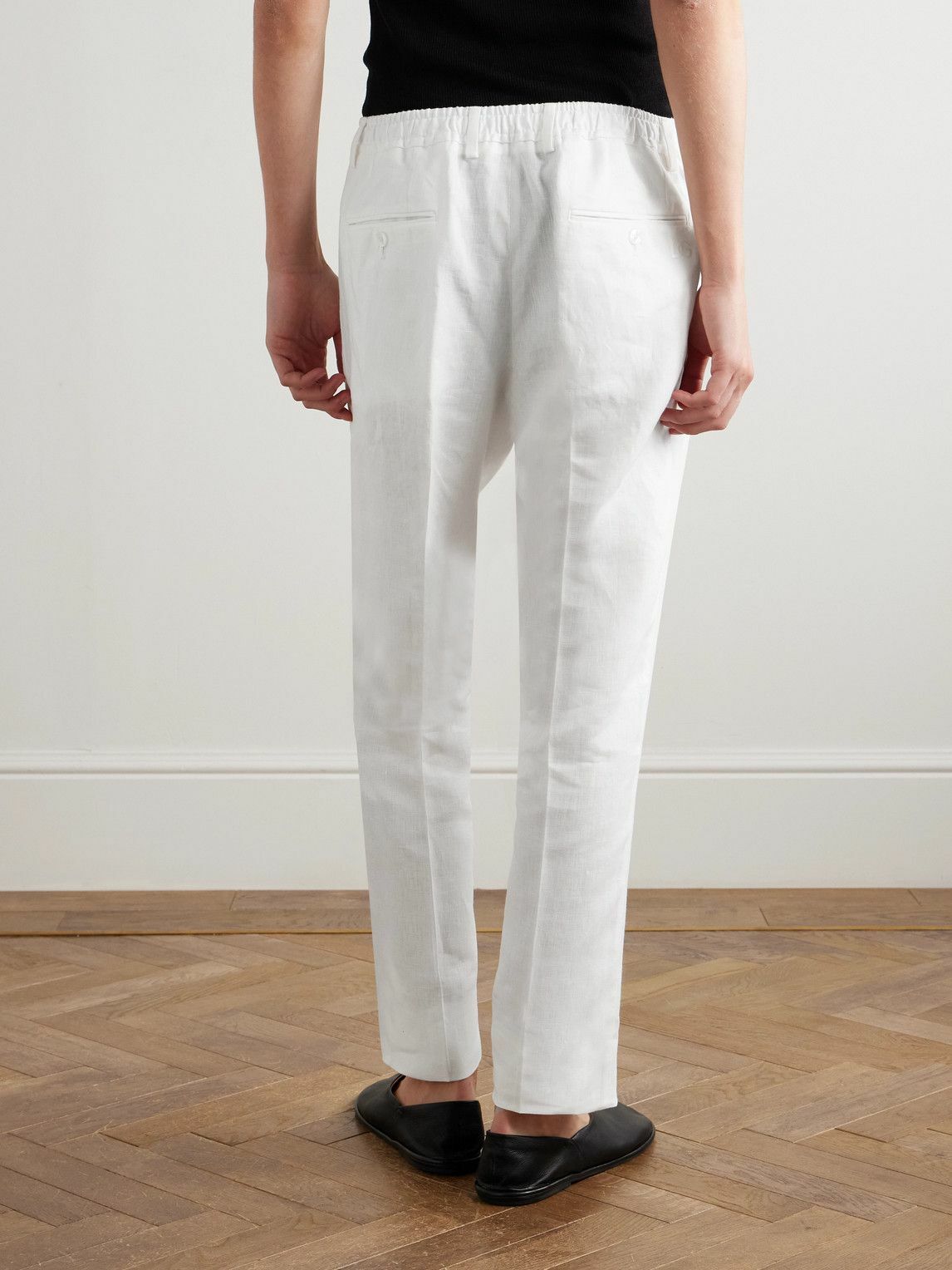 Dolce&Gabbana - Straight-Leg Pleated Linen Trousers - White