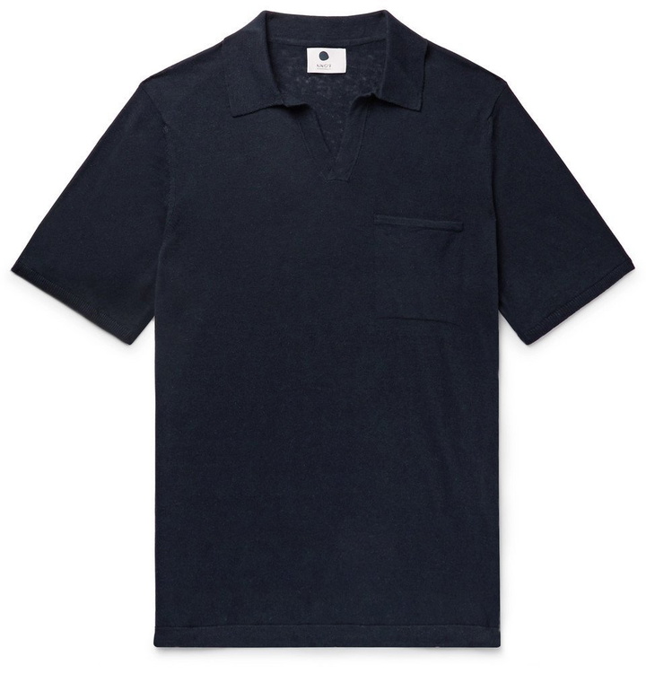 Photo: NN07 - Ryan Cotton and Linen-Blend Polo Shirt - Midnight blue