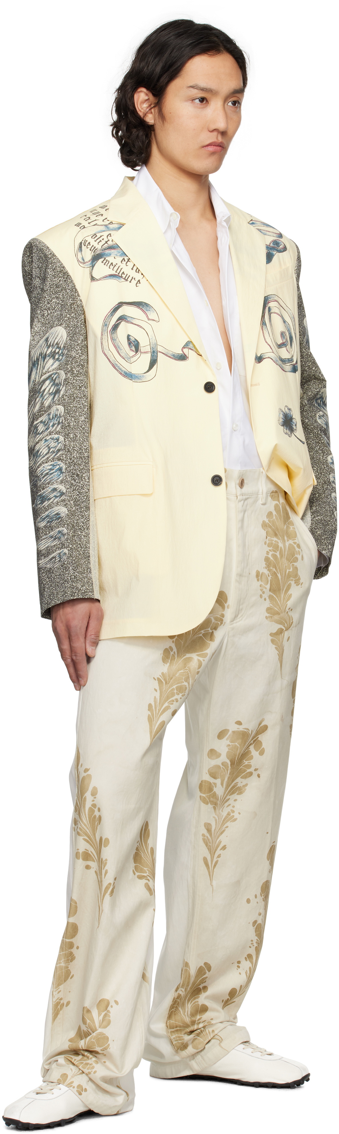 Jean Paul Gaultier Beige 'The Multi-Tattoo Suit Jacket' Blazer