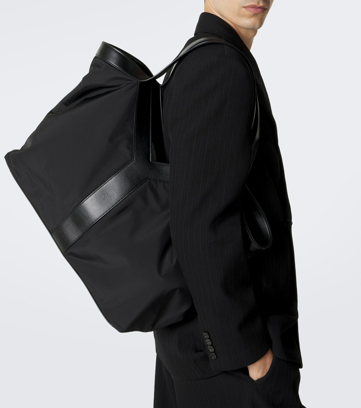 Saint Laurent Y Large leather-trimmed tote bag