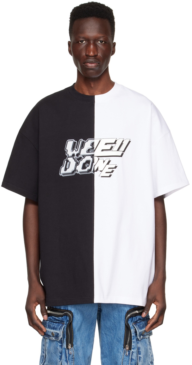We11done Black & White Half & Half T-Shirt We11done