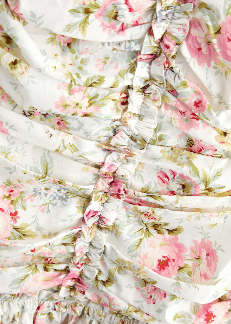 Needle & Thread Enchanted Garden Floral-print Mini Dress White