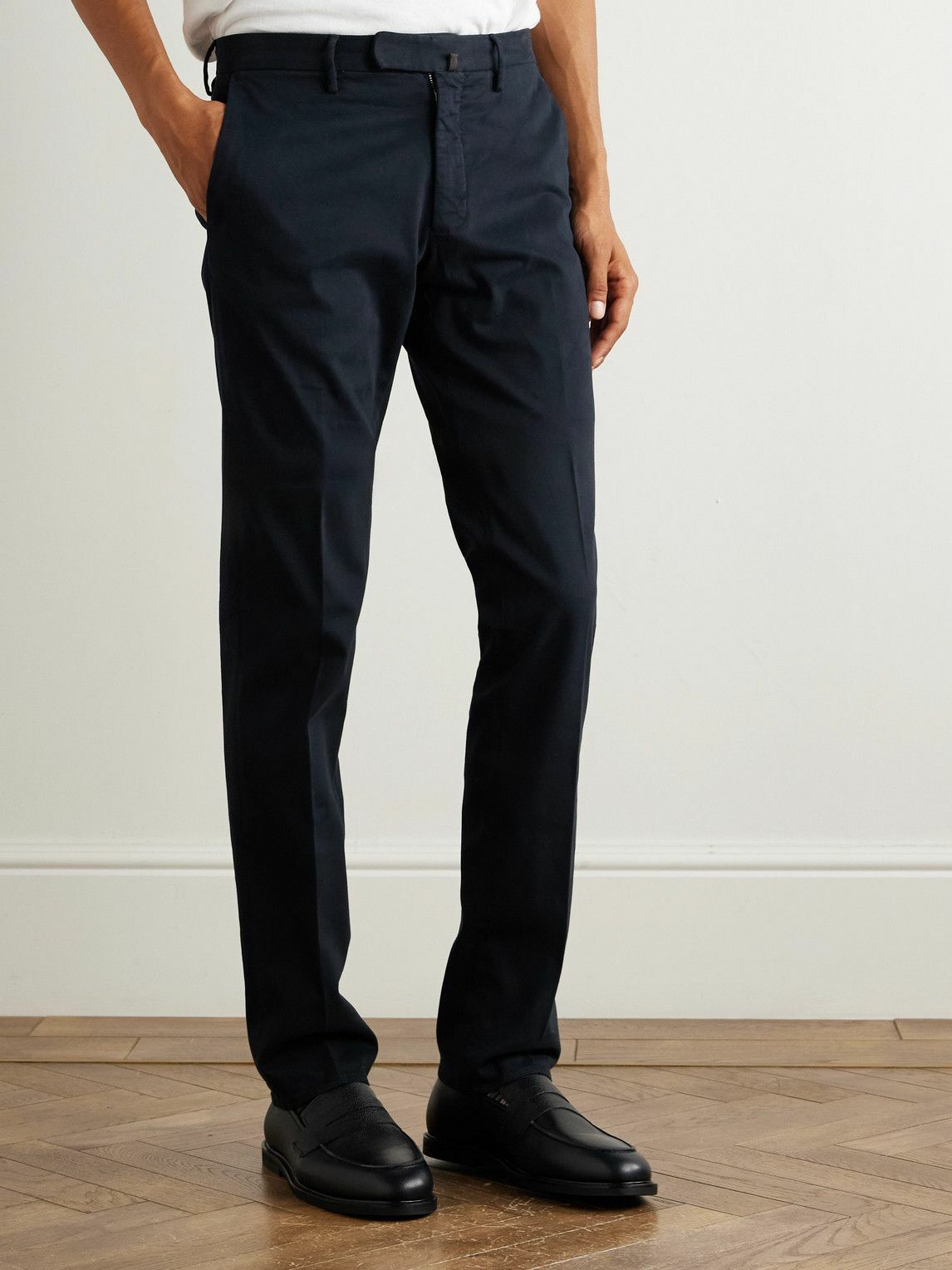 Incotex - Straight-Leg Cotton-Blend Twill Trousers - Blue