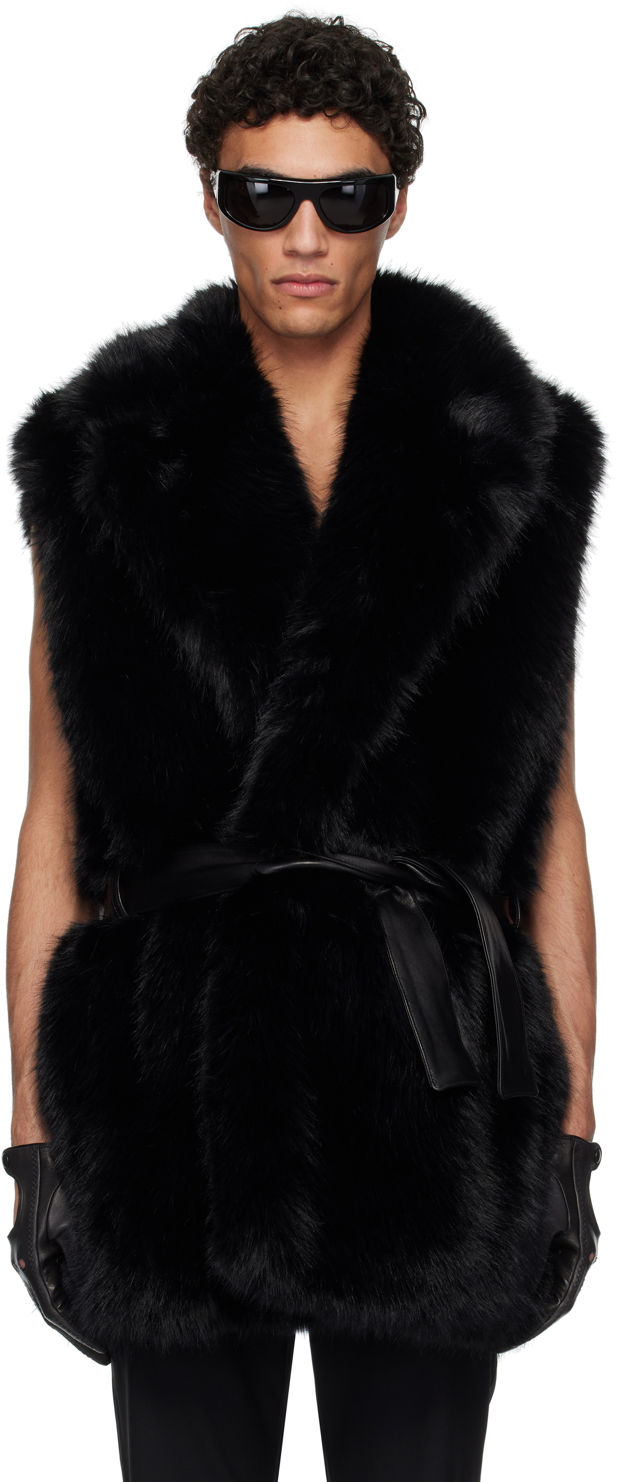 Ernest W. Baker Black Faux-Fur Vest