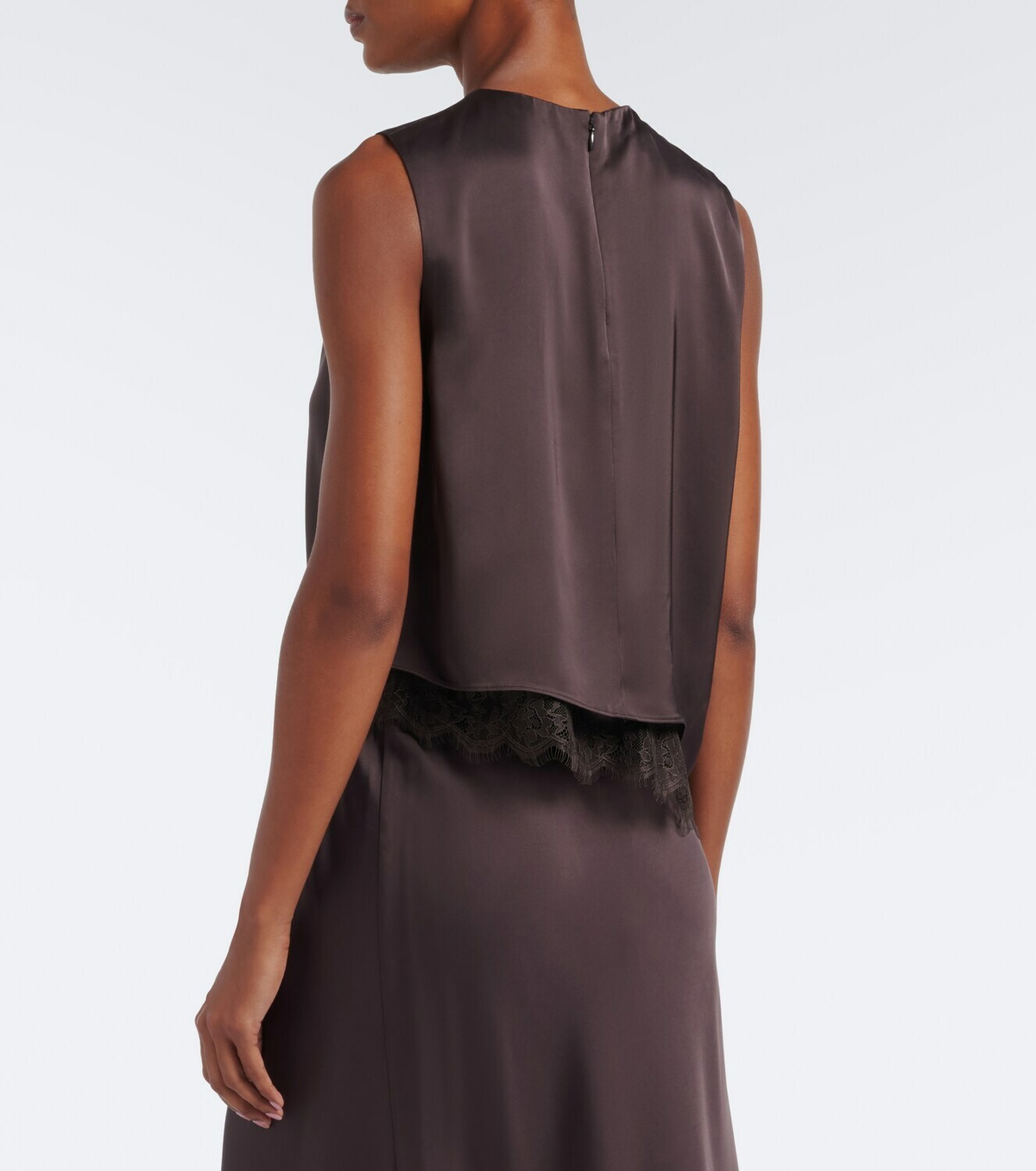 Vince Lace-trimmed satin top