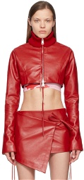 ioannes Red Jade Combat Leather Jacket