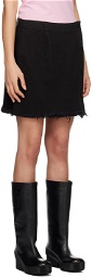 Raf Simons Black Frayed Denim Miniskirt