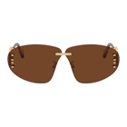 Loewe Gold and Brown Rimless Oval Anagram Sunglasses
