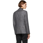 Ermenegildo Zegna Navy and Brown Micro Check Siena Blazer