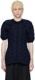 Simone Rocha SSENSE Exclusive Navy Beaded Sweater