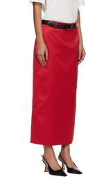 The Frankie Shop Red Alrose Satin Midi Skirt