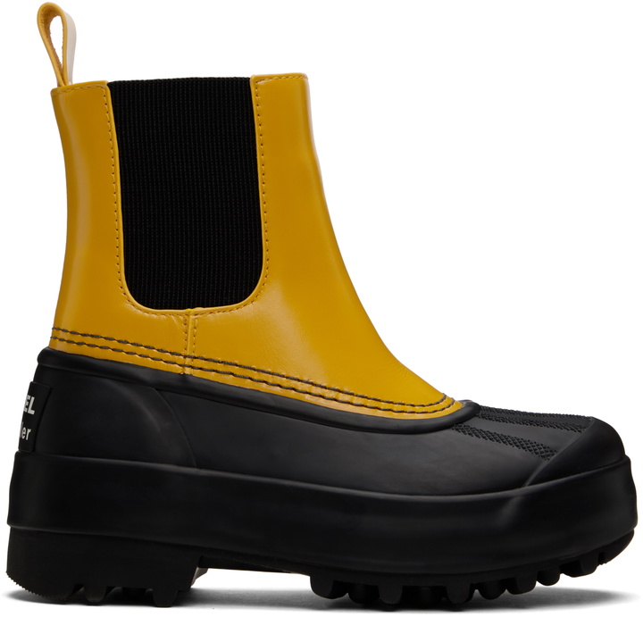 Photo: Proenza Schouler Yellow & Black SOREL Edition Caribou Chelsea Boots