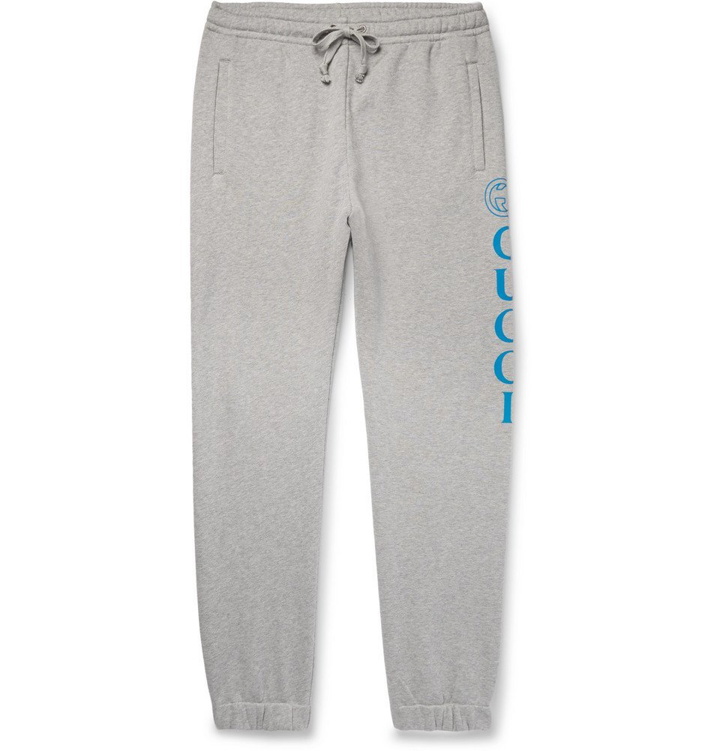 Photo: Gucci - Tapered Logo-Print Loopback Cotton-Jersey Sweatpants - Men - Gray